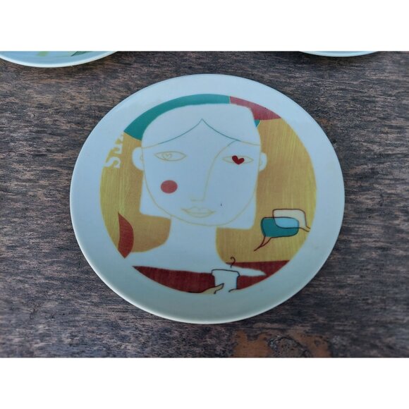 Starbucks 2005 Leadership Conference Ceramic Plates Set of 3 Abstract Designs - Picture 4 of 7